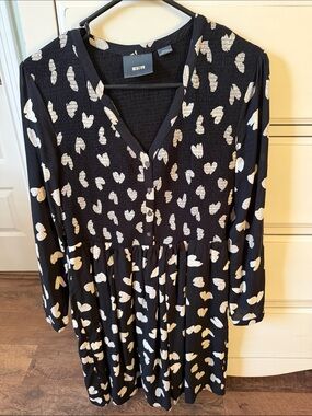 Maeve Black Dress with Cream Heart Motif